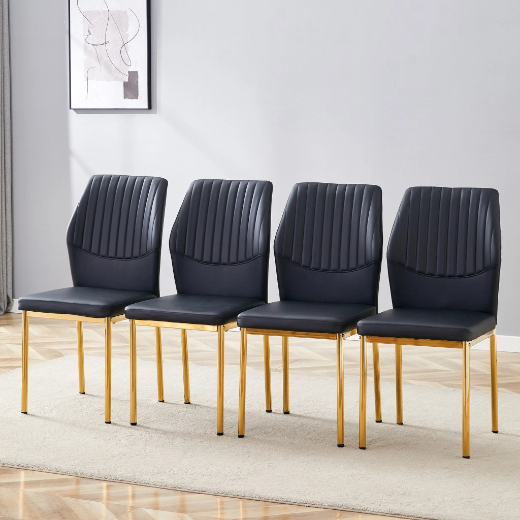 SEDIA da pranzo Set da 4 pezzi 93 cm PU Nero/Oro