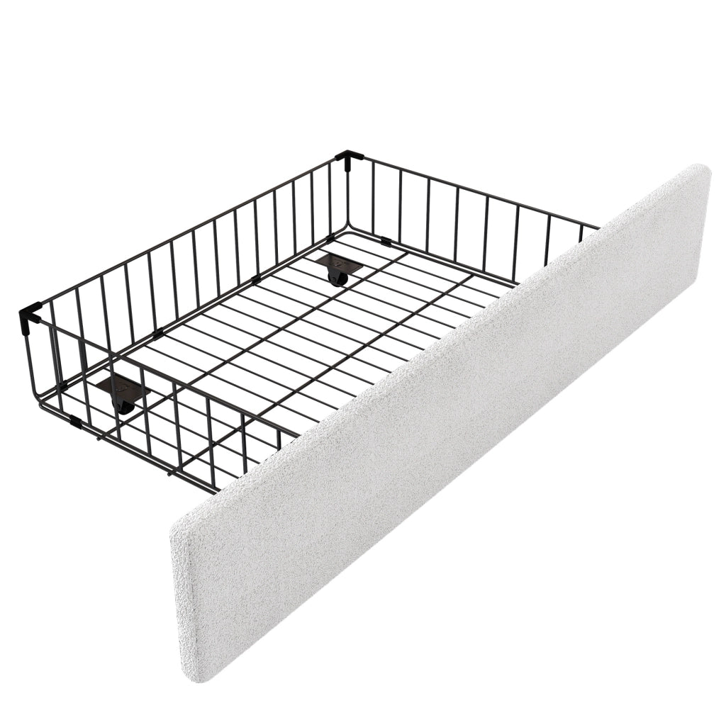 Letto singolo per bambini 90x200 cm con coniglio, 2 cassetti, bianco
