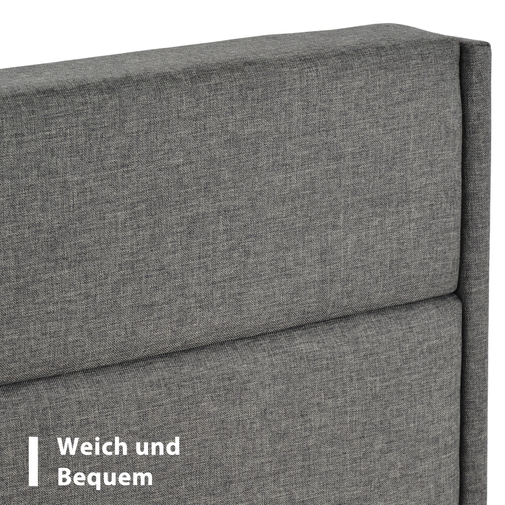 Letto singolo imbottito 90 × 200 cm con rete a doghe e materasso a molle insacchettate lino grigio scuro