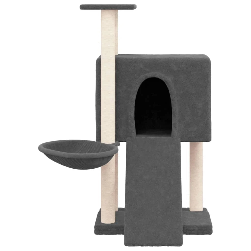 Tiragraffi per gatti torre per arrampicata giocattolo piattaforma per arrampicata con tiragraffi in sisal scuro 96 cm grigio 02_0022719