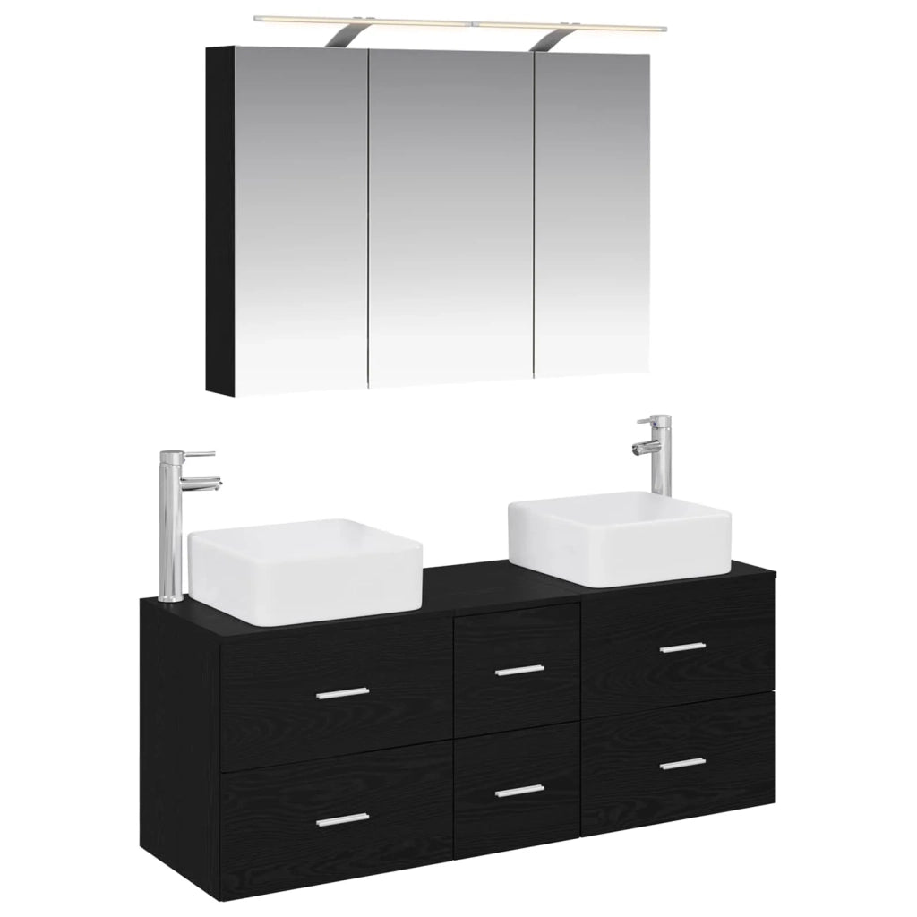 Set di mobili per il bagno 4 pz Rovere Nero 3406776