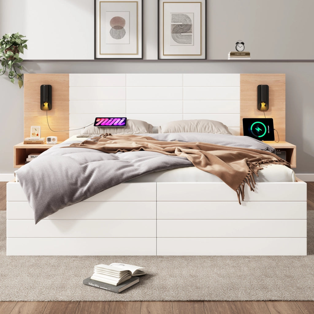 Letto matrimoniale 160x200 con materasso e due cassetti