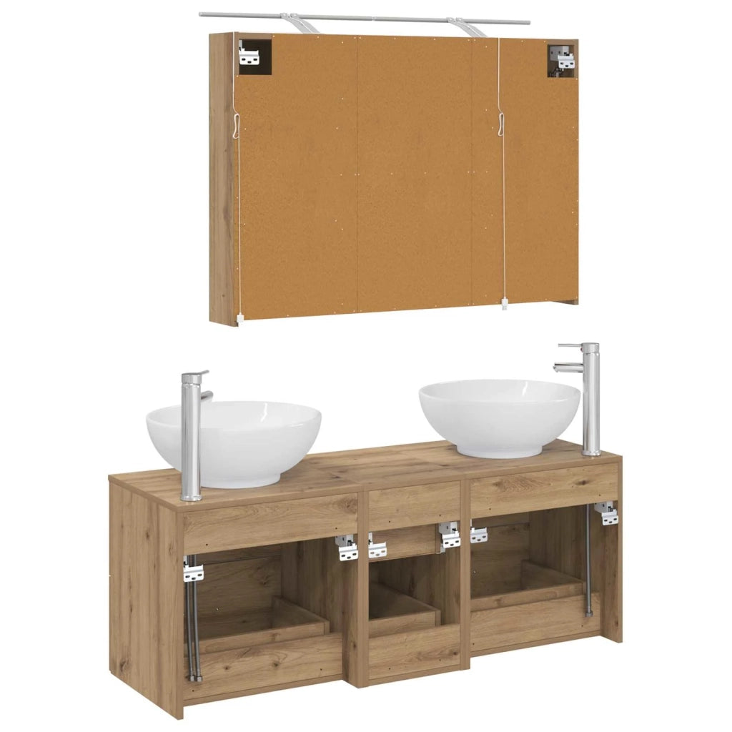 Set di mobili per il bagno 4 pz Rovere Artigianale 3406982