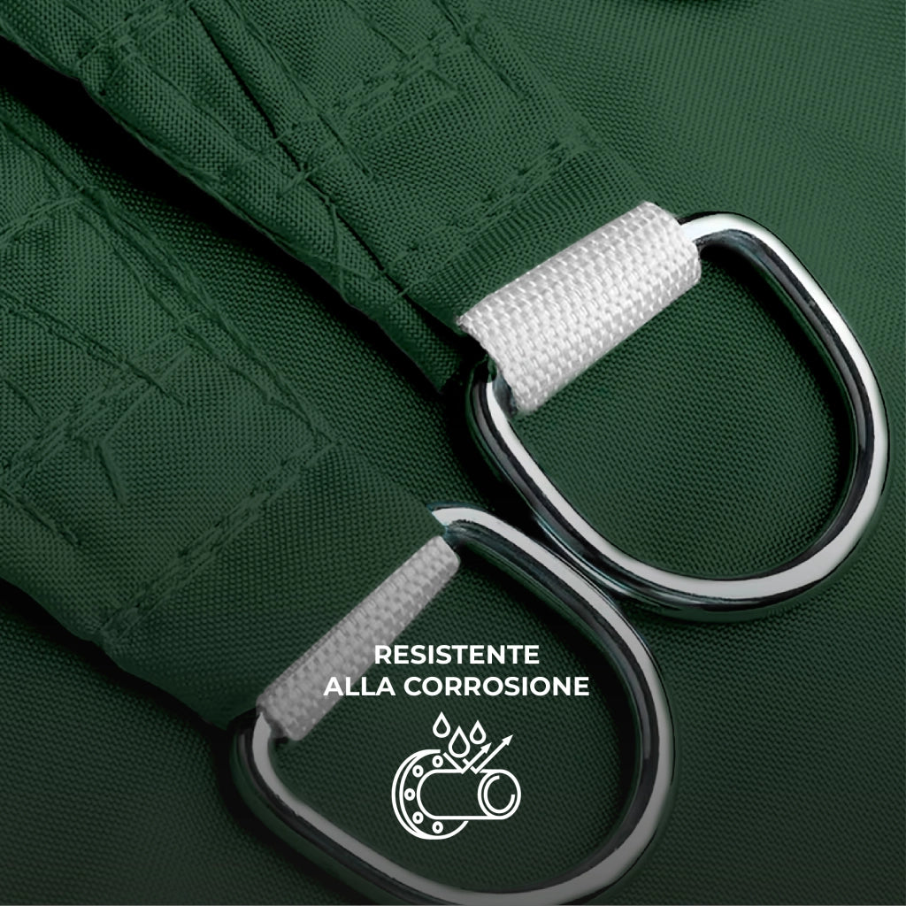 Tenda a Vela Ombreggiante Impermeabile con Anelli Rinforzati Copertura Sole per Giardino Terrazzo Balcone Patio Diverse Forme e Misure Verde - Quadrata3x3 Metri