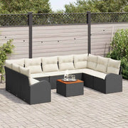 Set Divano da Giardino con cuscino 10 pcs Nero polyrattan