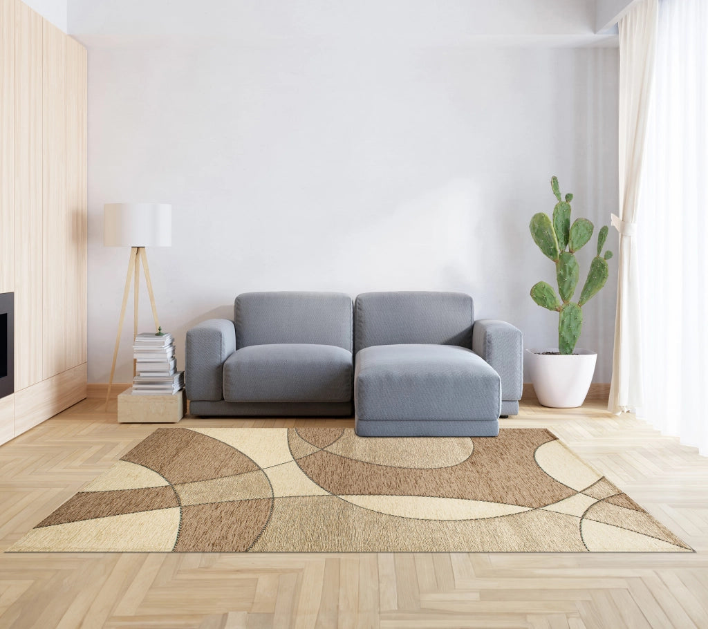 Tappeto Arredo Moderno Morbido in Ciniglia Ingresso Antiscivolo Prodotto Italiano  Soggiorno Camera Salotto Disegni Piazzati Cotone Varie Misure Grande Hills/Fango - 65x175 cm