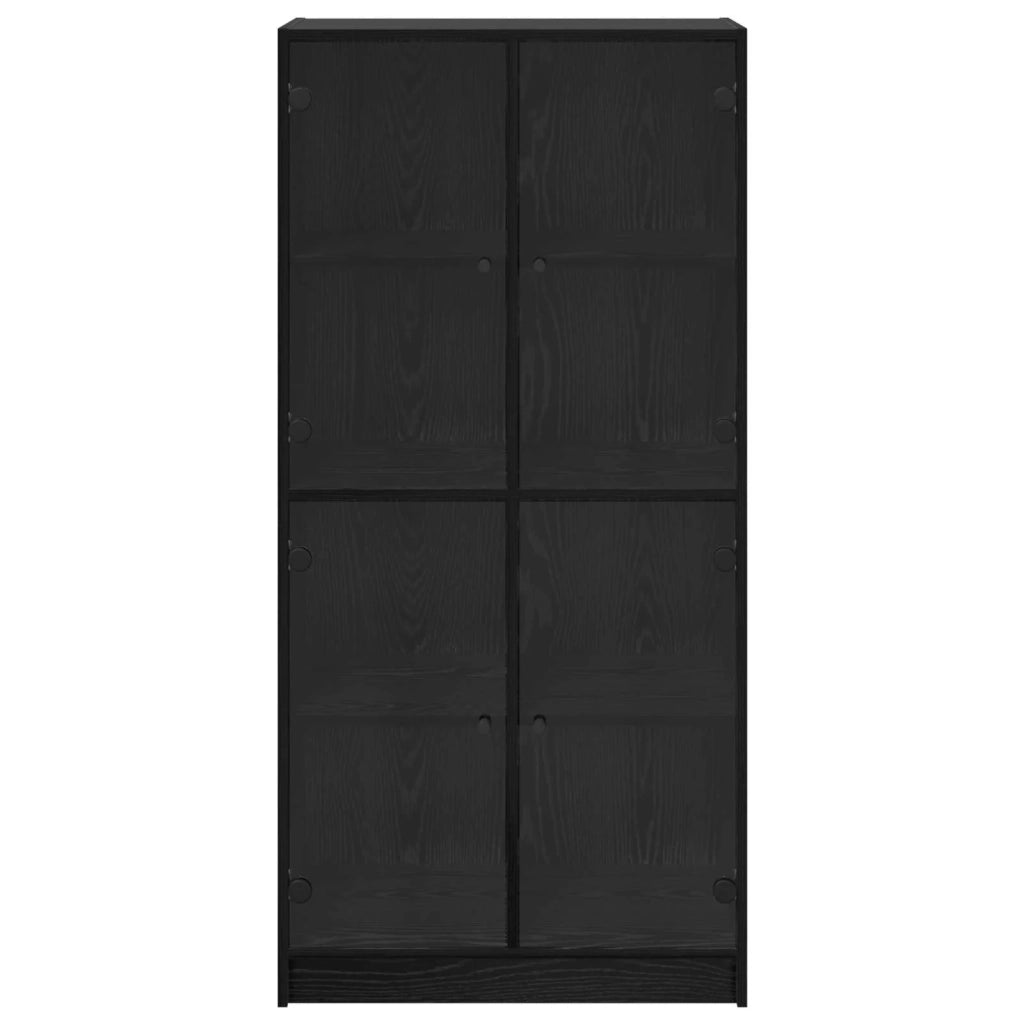 Credenza | Madia | Buffet da pranzo | Armadio da pranzo Rovere Nero 68 x 37 x 142 cm Legno multistrato