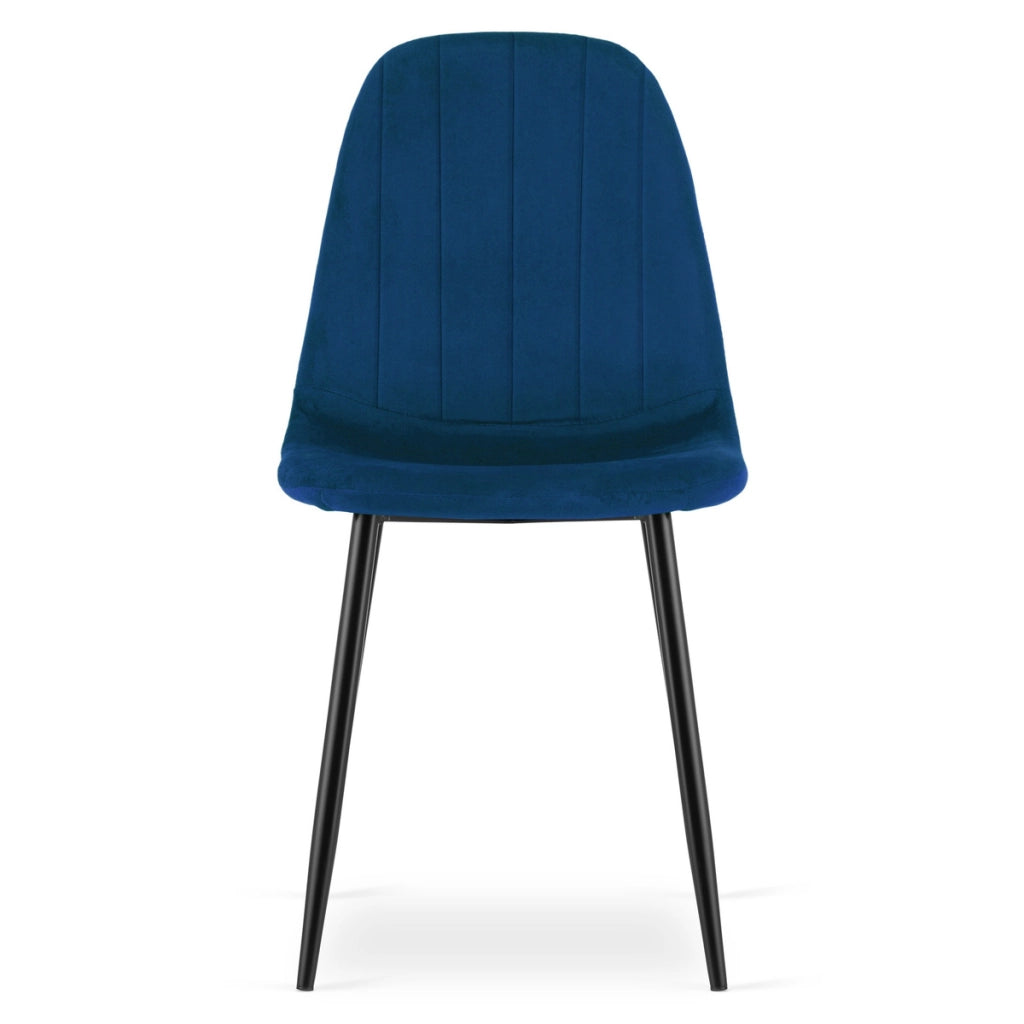 Set di 2 sedie Padva in velluto blu e gambe nere