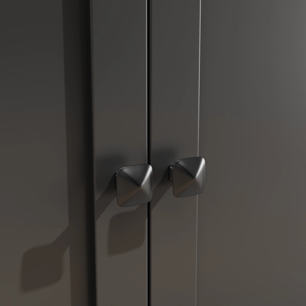 Credenza da cucina alta con ripiani LED, 2 ante e 6 ganci, per cucina e soggiorno, nera, 107 × 43 × 184 cm