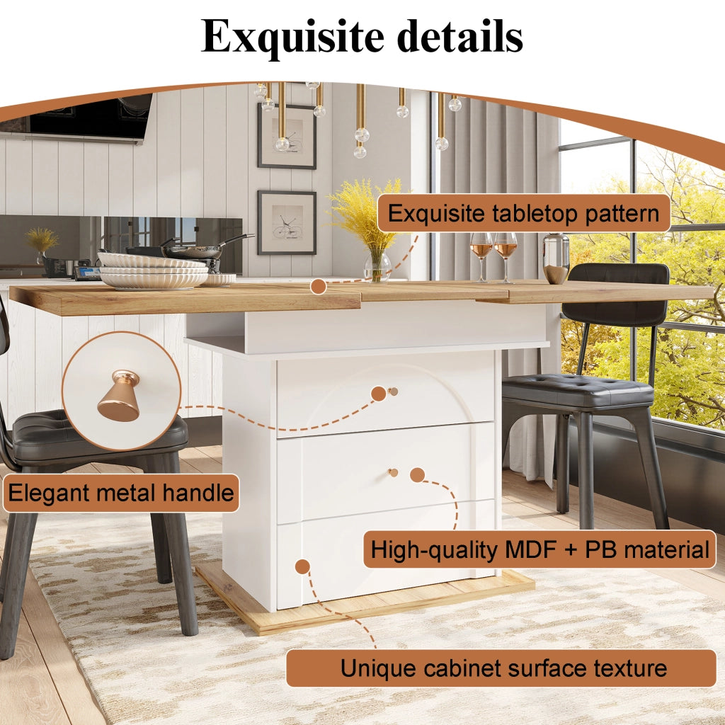 Tavolo allungabile con piano estensibile bilaterale e vano contenitore in MDF 110 × 80 × 75 cm