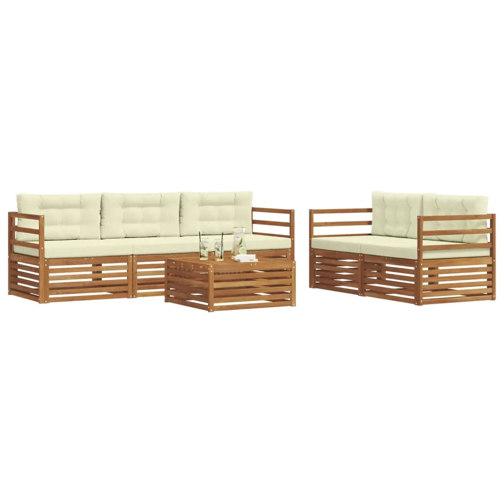 Set di divani da esterno con cuscino 6 pcs Naturale e Crema 3373000