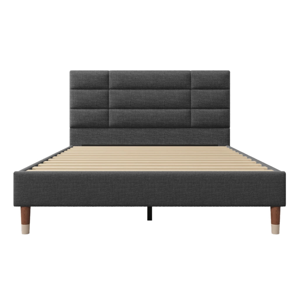 Letto matrimoniale 140x200 con testiera imbottita grigio
