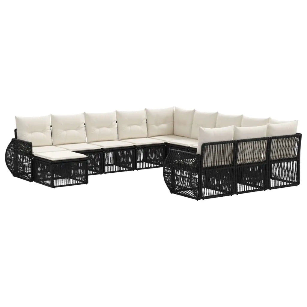 Set Divano da Giardino 12 pz Nero polyrattan 3435622