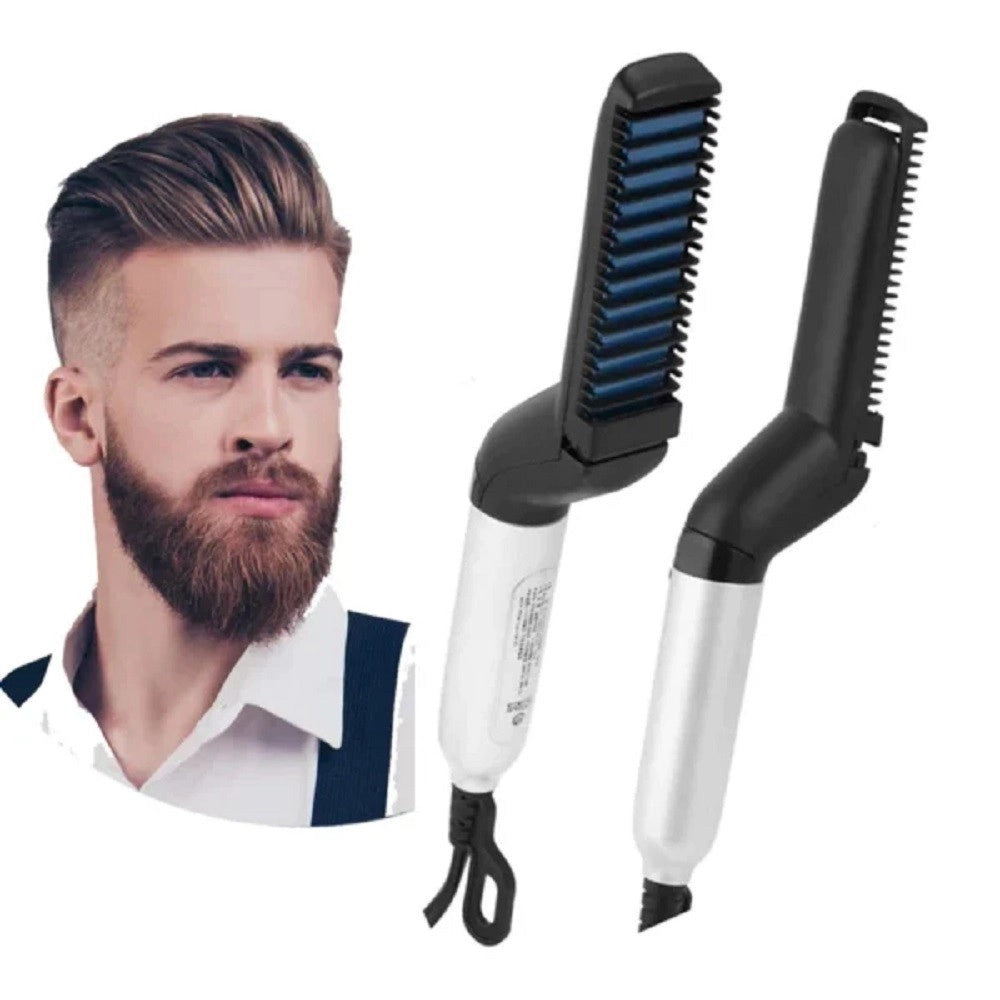 Trade Shop - Pettine Spazzola Styling Riscaldata Uomo Per Raddrizzare Capelli Barba Q-m322 -