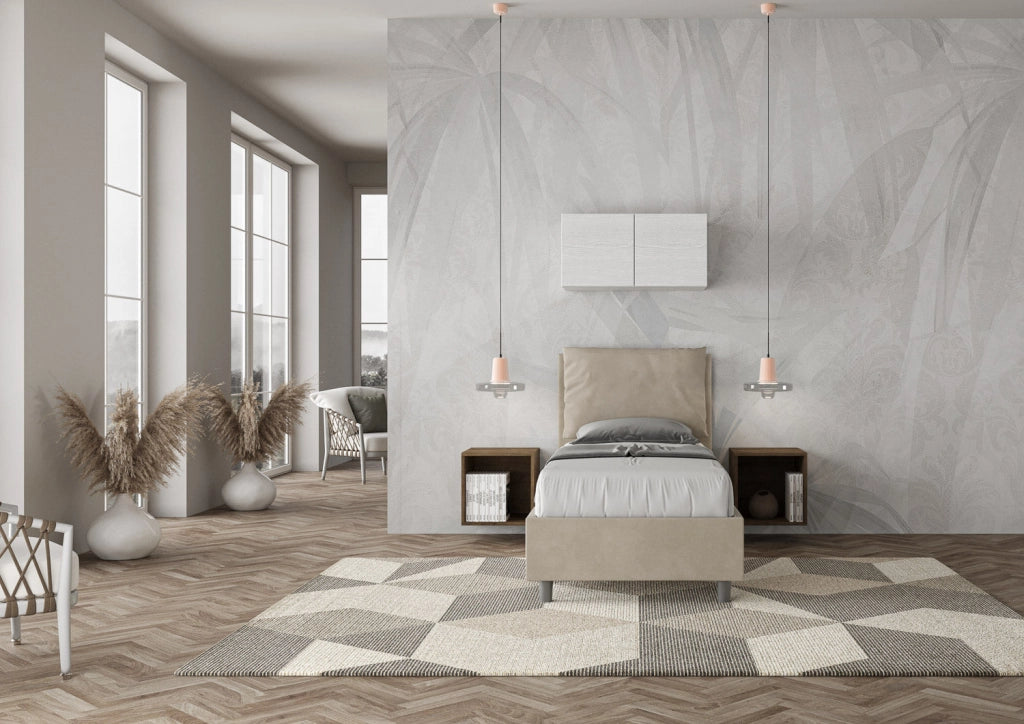 Letto Singolo 100x200 cm con Rete Antea Sabbia