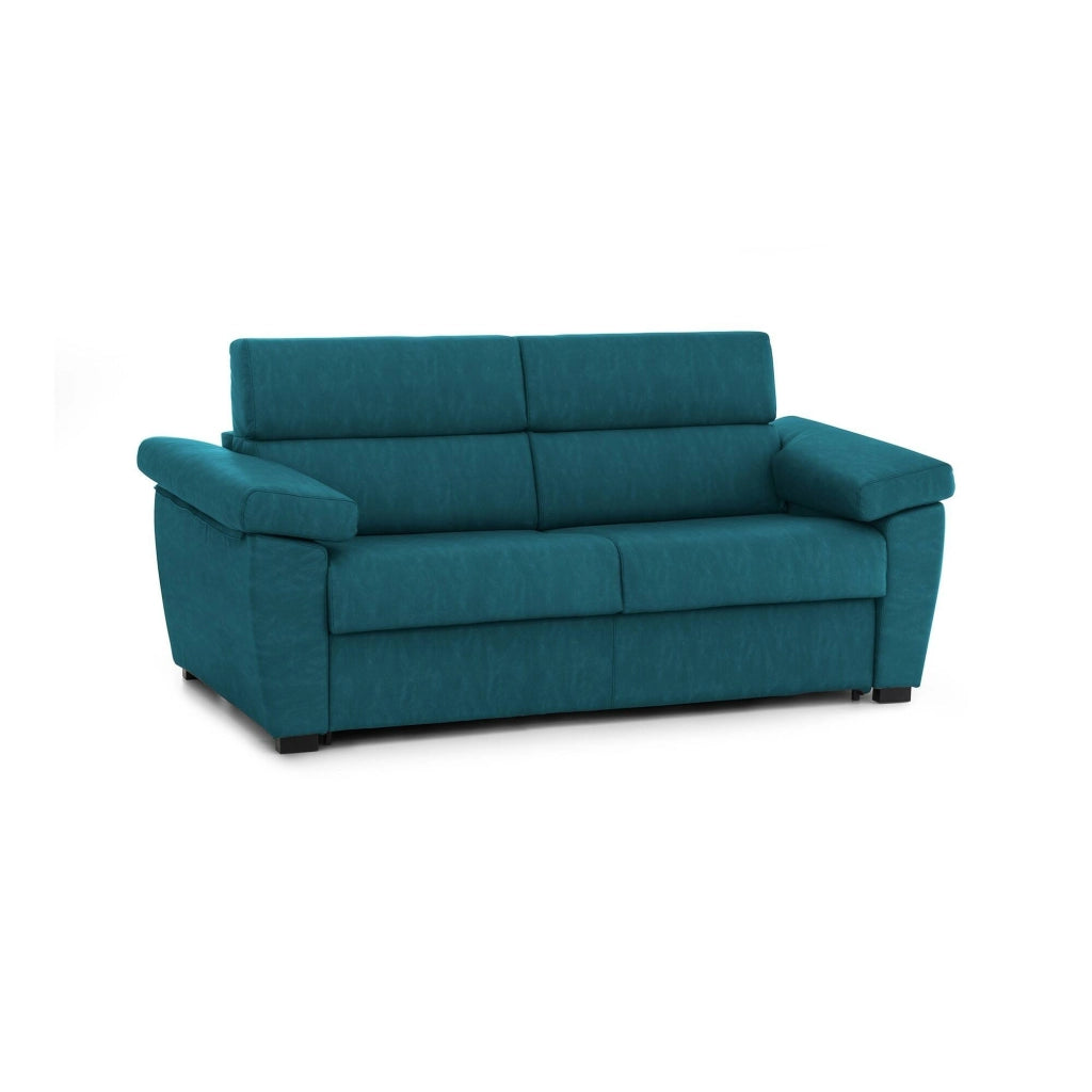 Trino, Divano Letto 3 Posti Sfoderabile Made in Italy, 225x95 cm Azzurro