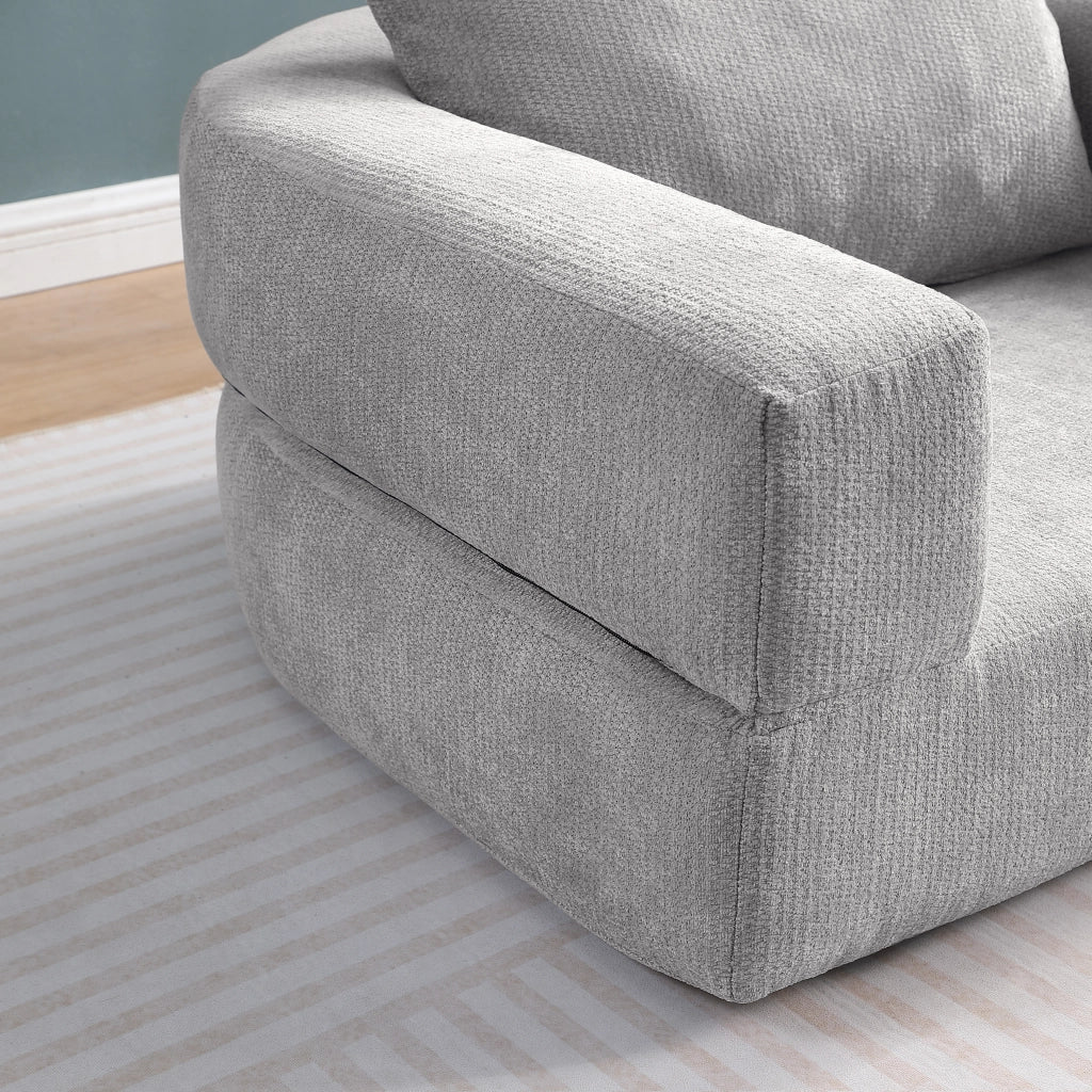 Divano modulare in ciniglia con seduta ampia e design minimalista per soggiorno, grigio chiaro 105 × 28 × 28 cm