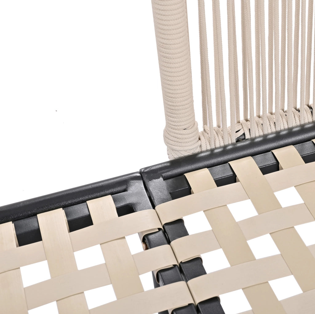 Sofa da giardino con 2 cuscini rimovibili e lavabili, lettino prendisole per esterni, color beige