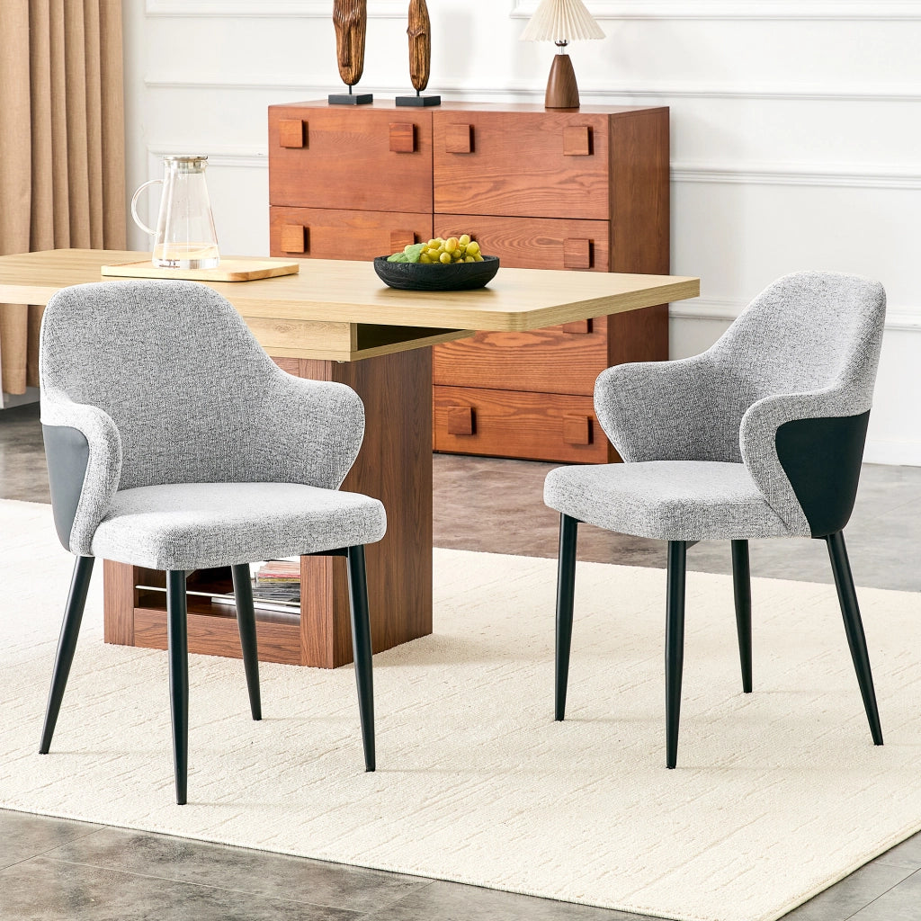 SEDIA da pranzo Set da 2 pezzi 83 cm Tessuto grigio e nero