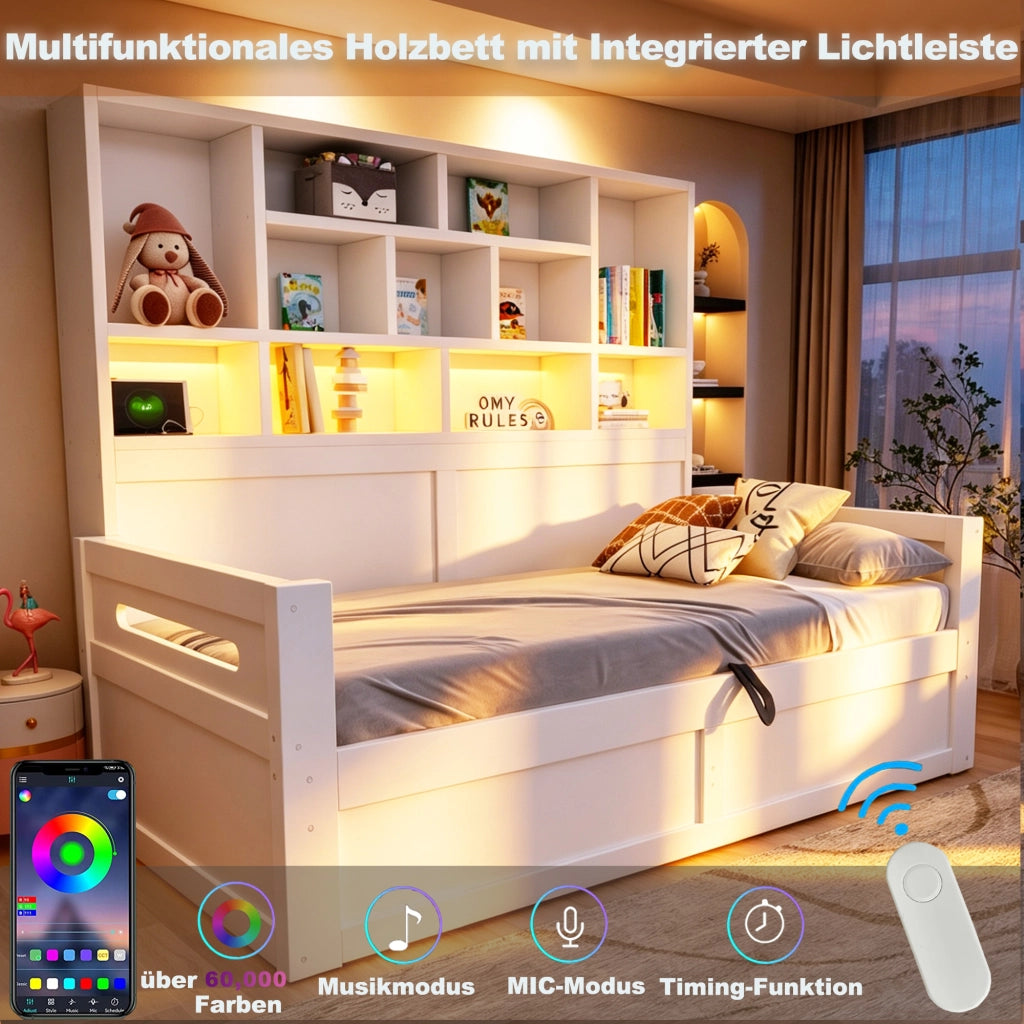 letto singolo mdf bianco 90 x 200 cm