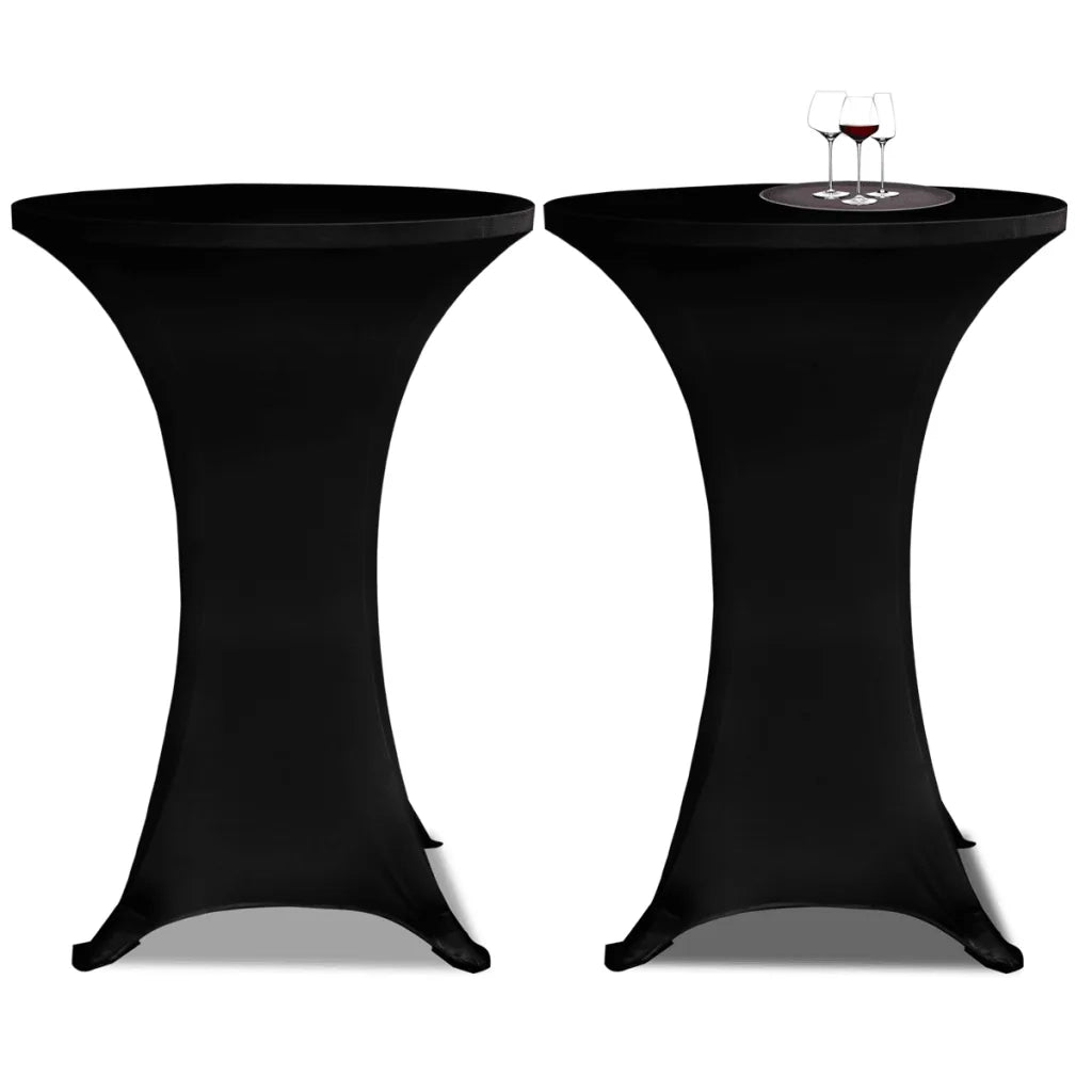 Copritavolo ?70 cm Nero Tessuto elasticizzato 2 pezzi 241205