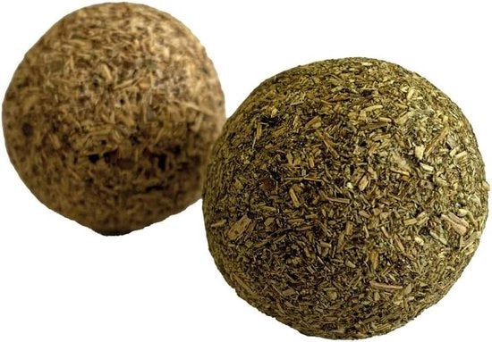 Giocattoli per gatti con erba per gatti e Silvervine - 2 palline di Catnip compresso - attraente per gatti e cuccioli - 3 cm