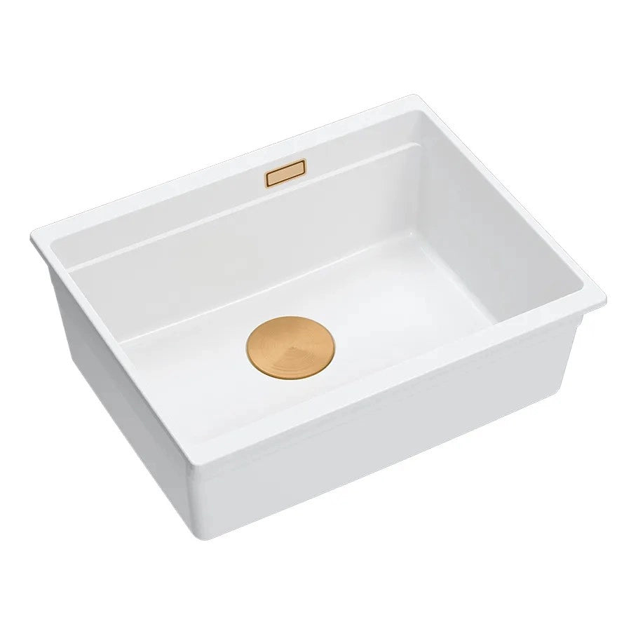 Lavello In Granito Logan 100 White Tappo oro