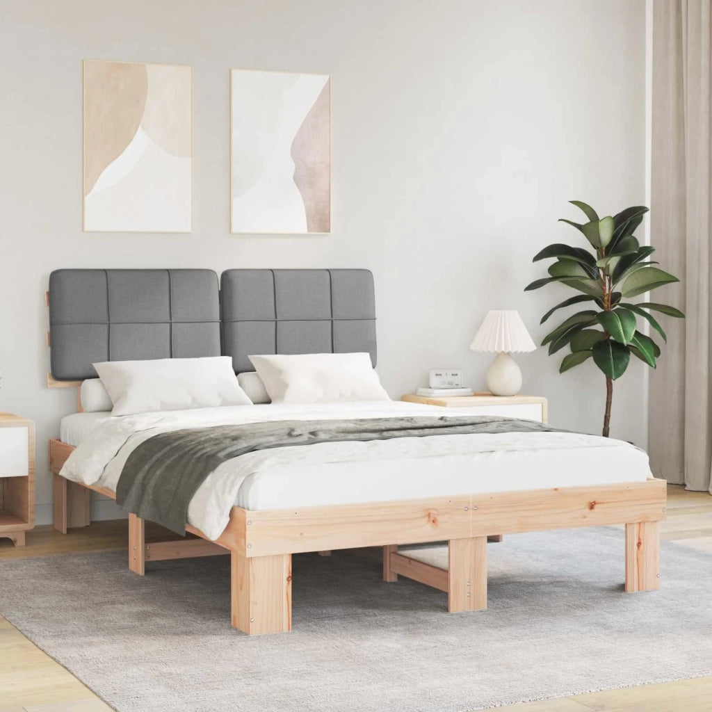 Letto con Testiera Rivestita Grigio chiaro 135 x 190 cm 877429