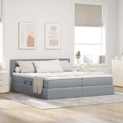 Letto con Contenitore con materasso Grigio chiaro 200 x 200 cm 3370931