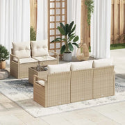 Set Divano da Giardino 6 pcs Beige e Crema polyrattan