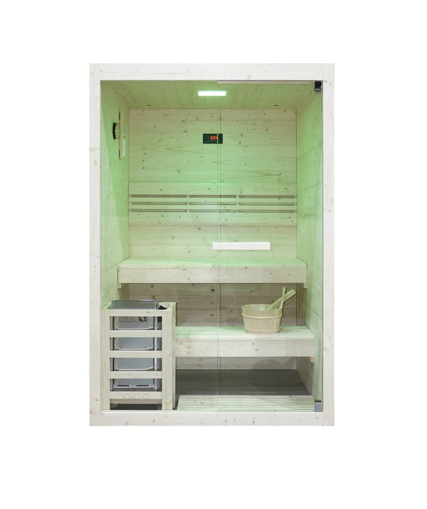 Sauna finlandese da interno 2 persone 120x120cm h200 in legno di abete | Nirva