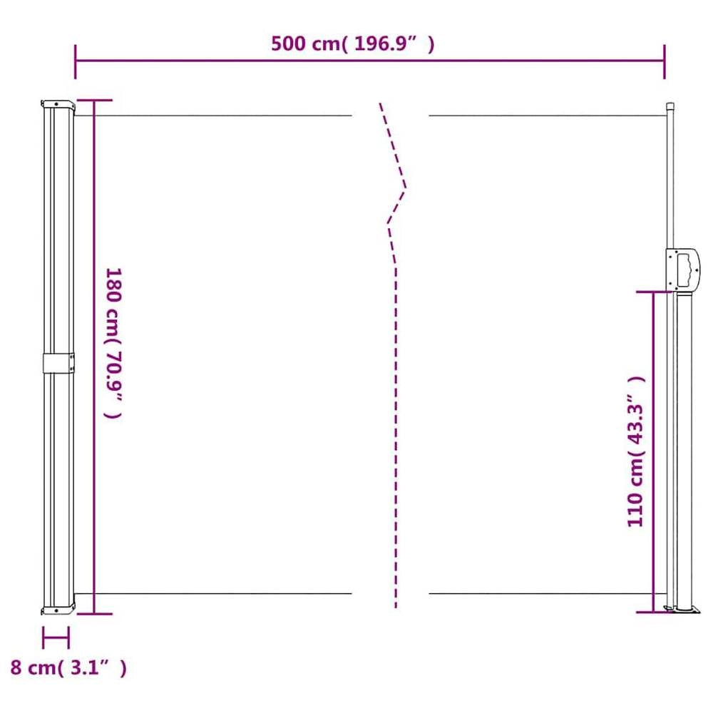 Extendable Side Awning, Anthracite, 180x500 Cm