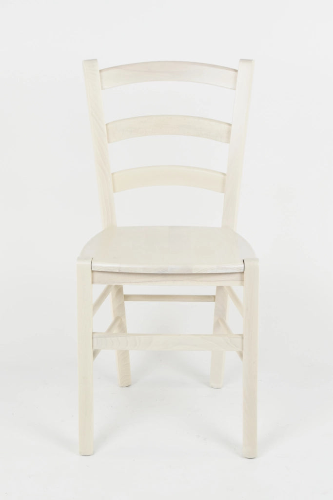 Set 4 Sedie Venice Tommychairs, robusta struttura in legno di faggio verniciata in anilina bianca e seduta in legno