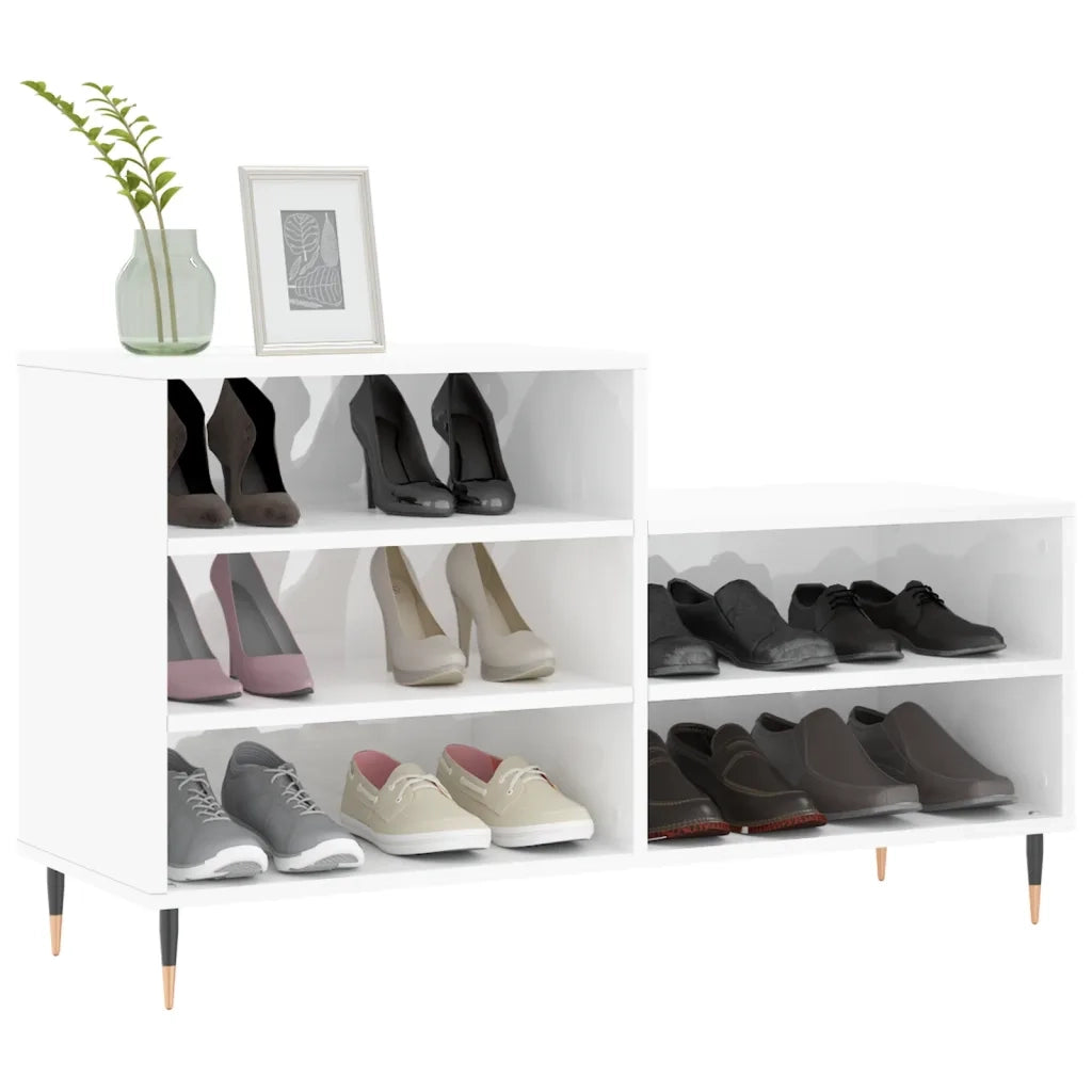 Scarpiera-Scaffale per scarpe Bianco Lucido 102x36x60 cm in Legno Multistrato 927509