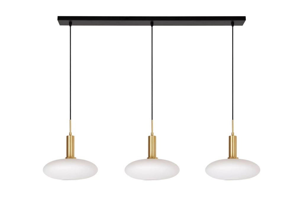 Lampada a sospensione Singala 3xE27 vetro bianco oro