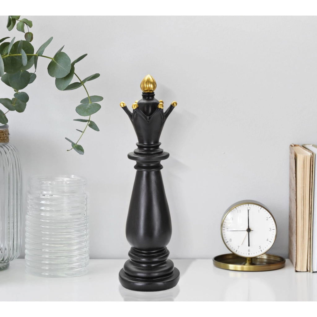 Scultura Scacchi 9, Nero, Poliresina, 12,5x12,5x38,5 cm