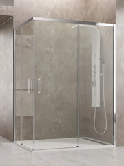 Box doccia angolare FUTURA ingresso ad angolo 90x80 cm (85-90/75-80) alluminio lucido vetro trasparente