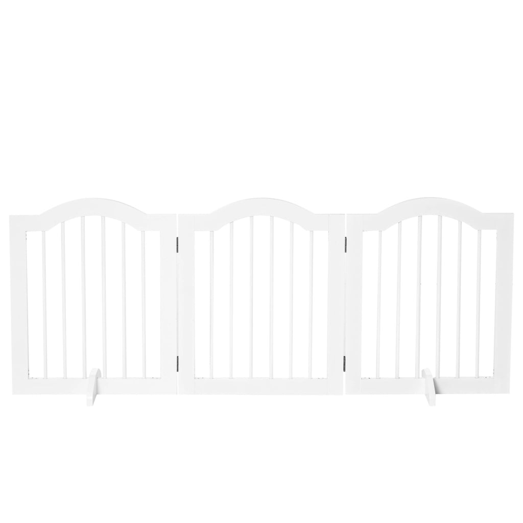 Cancelletto per cani richiudibile a 3 pannelli in legno e MDF bianco con piedi di supporto 154.5 × 61 cm