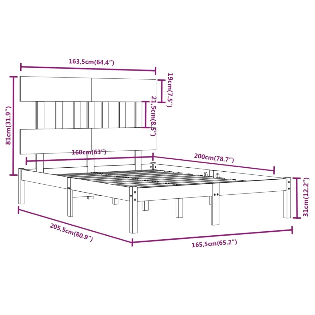 Giroletto-Struttura Letto in Legno Massello 160x200 cm 134196