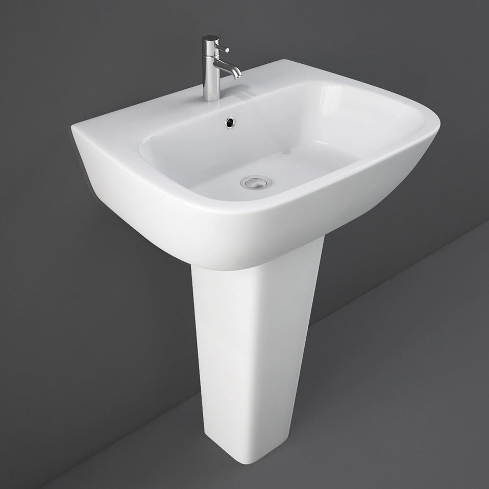 Lavabo bagno Rak serie One 60x46 cm con colonna in ceramica lucida