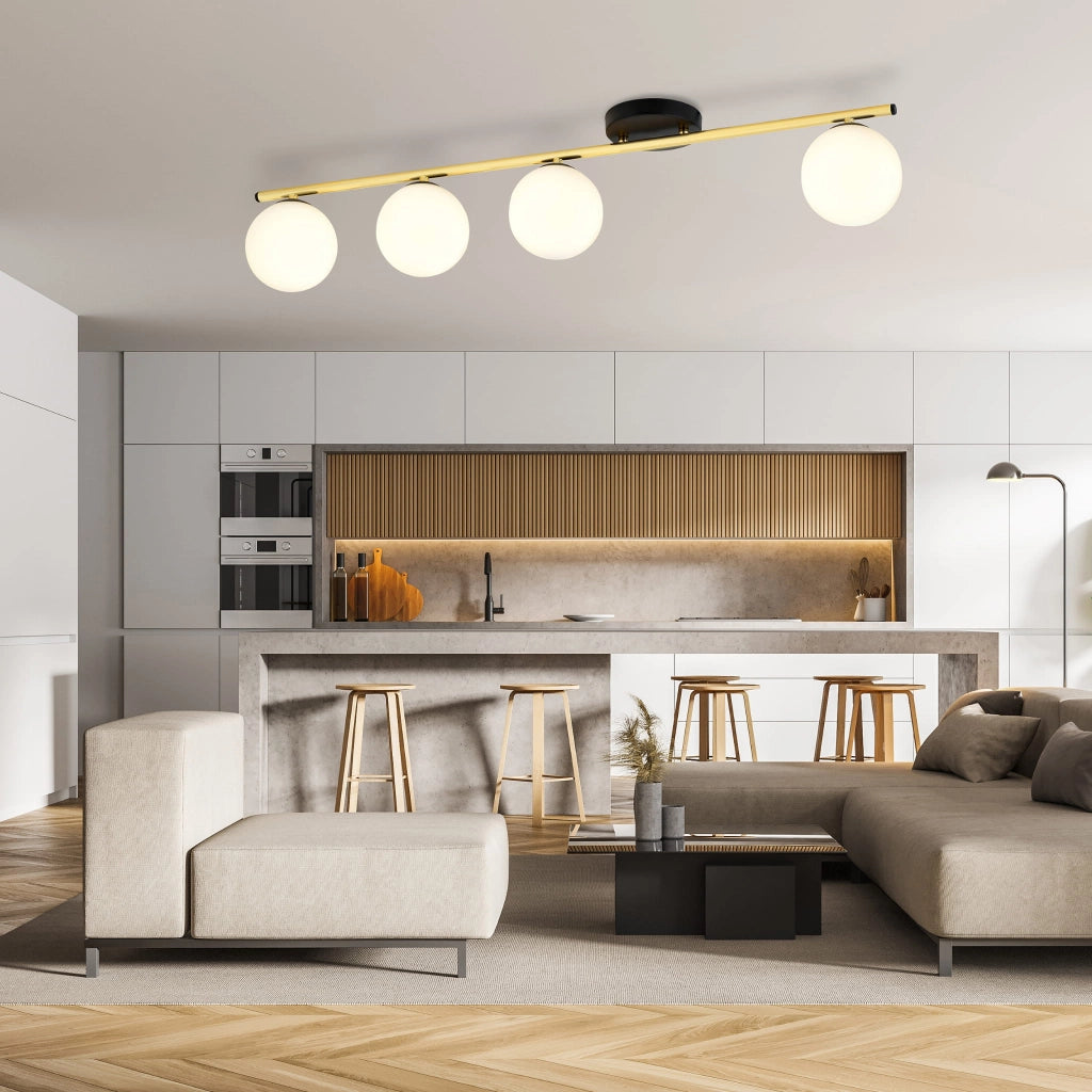 Plafoniera Emibig Monza 4 luci E14 oro/bianco dimmerabile