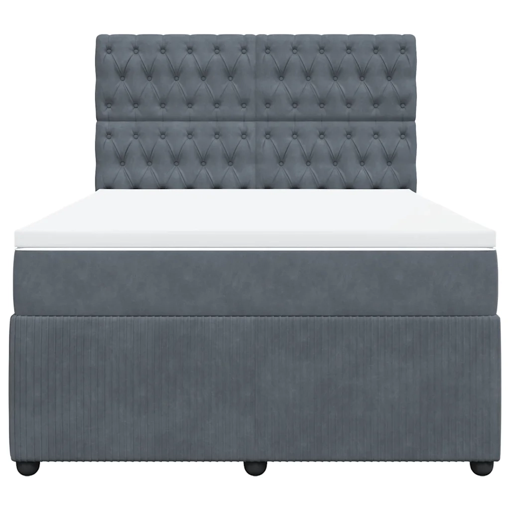 Giroletto a Molle con Materasso Grigio Scuro 140x190 cm Velluto