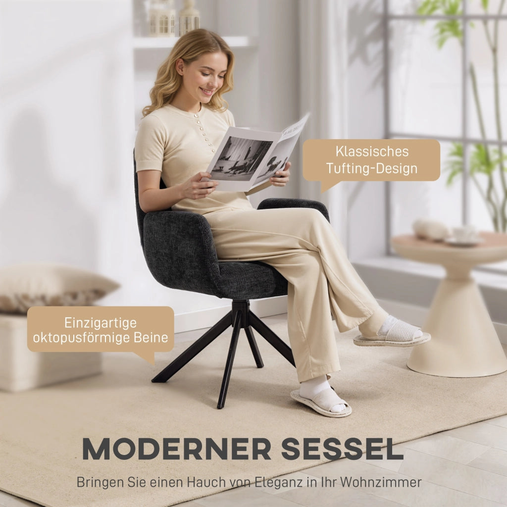 Poltrona girevole moderna imbottita ¨C Minimal ¨C nera