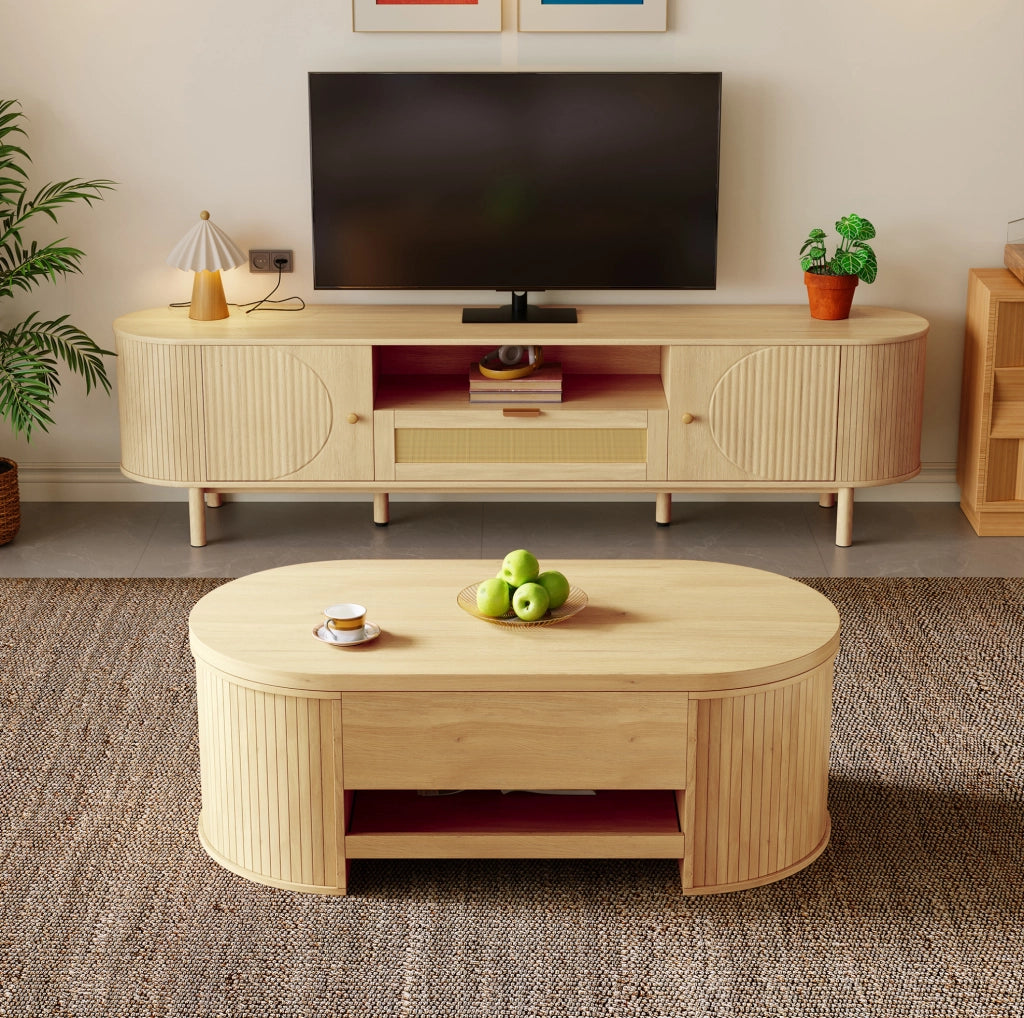 Set soggiorno con tavolino elevabile e mobile TV in MDF