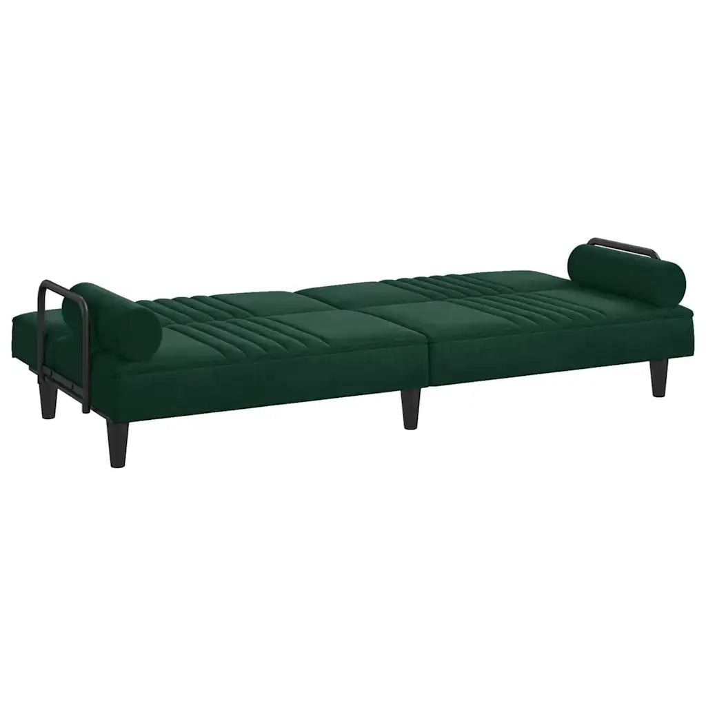 Divano letto | Sof¨¤ letto | Letto singolo con Braccioli Verde Scuro in Velluto