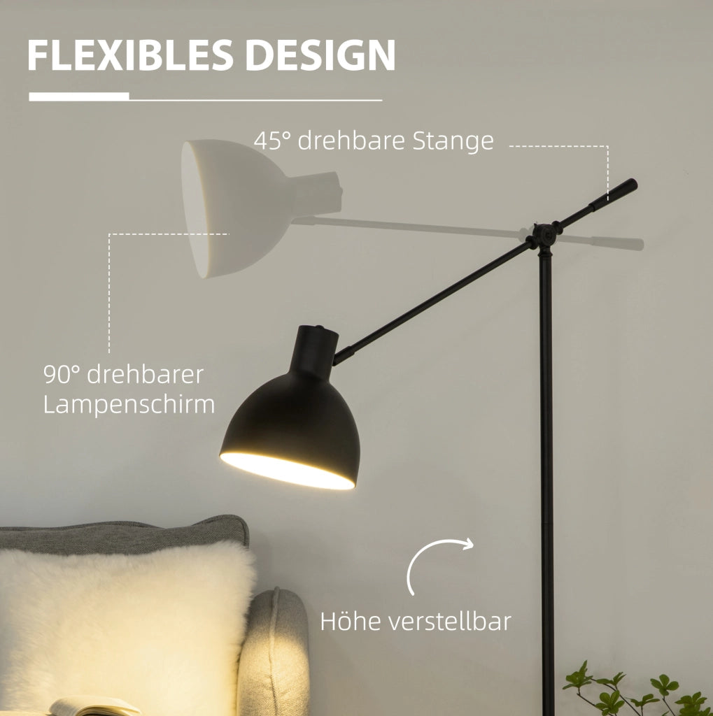 Lampada da terra industriale dimmerabile LED 10W luce calda, altezza regolabile, per interni