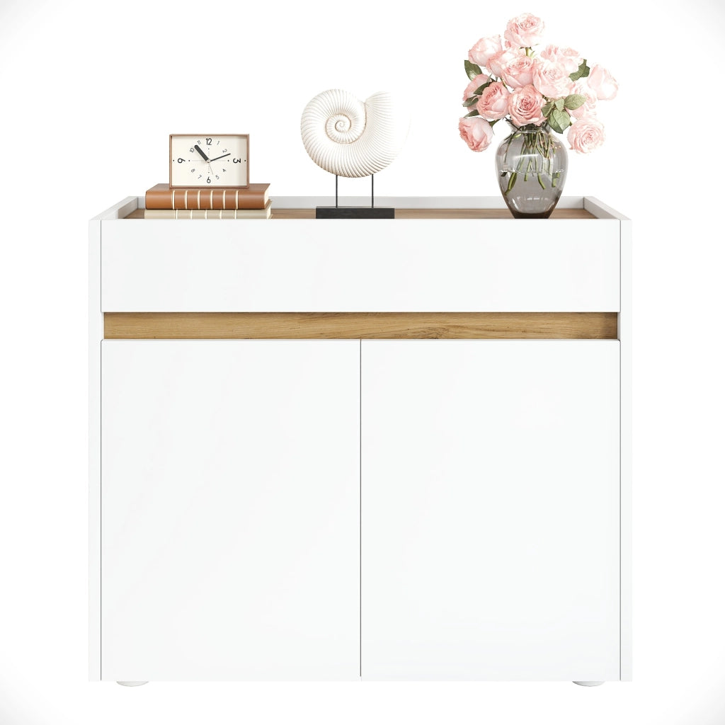 Mobile archivio 80x40x70 cm con cassetto e ripiani regolabili in truciolare bianco