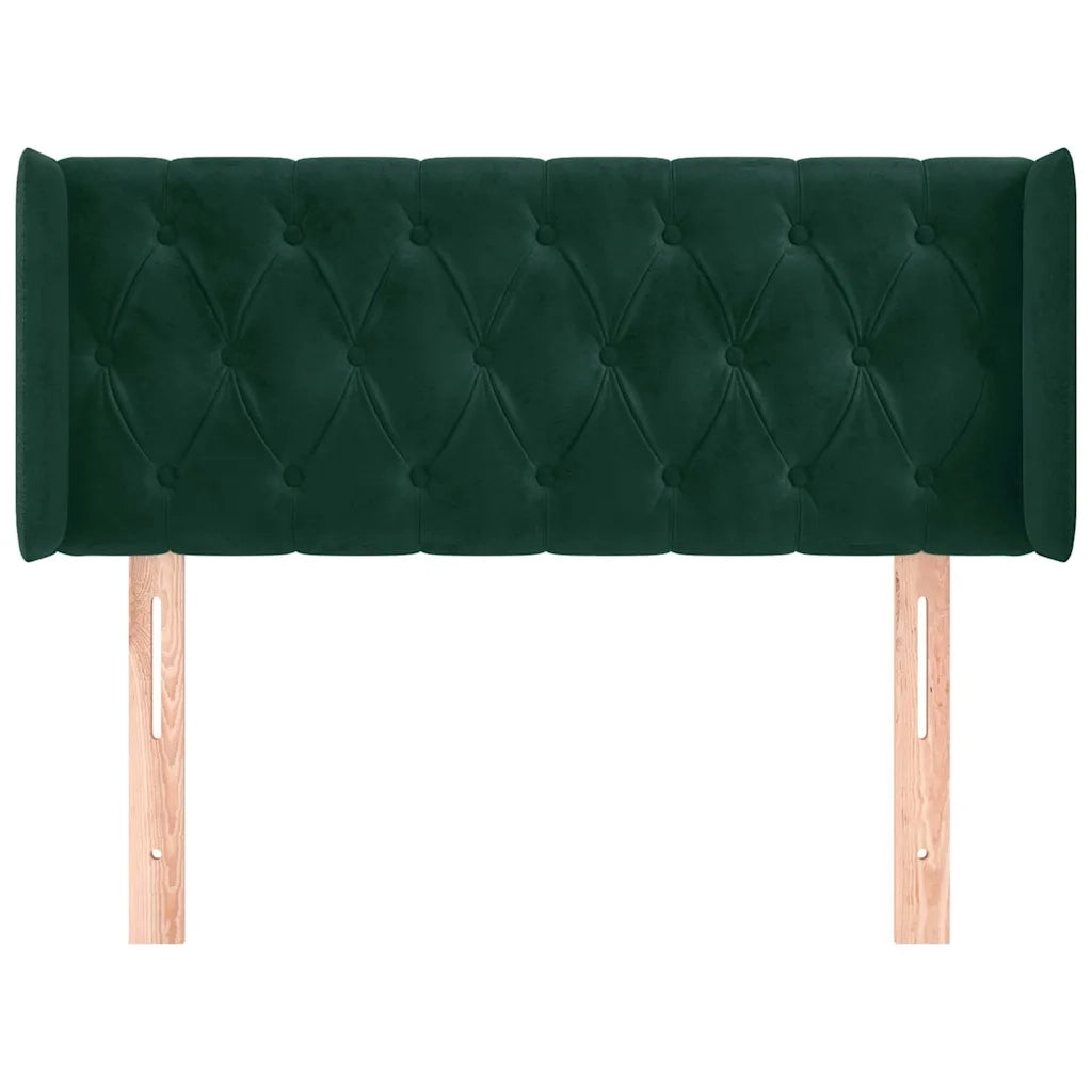 Testiera ad Orecchio-Testata con Orecchie Verde Scuro 103x16x78/88 cm in Velluto 759977