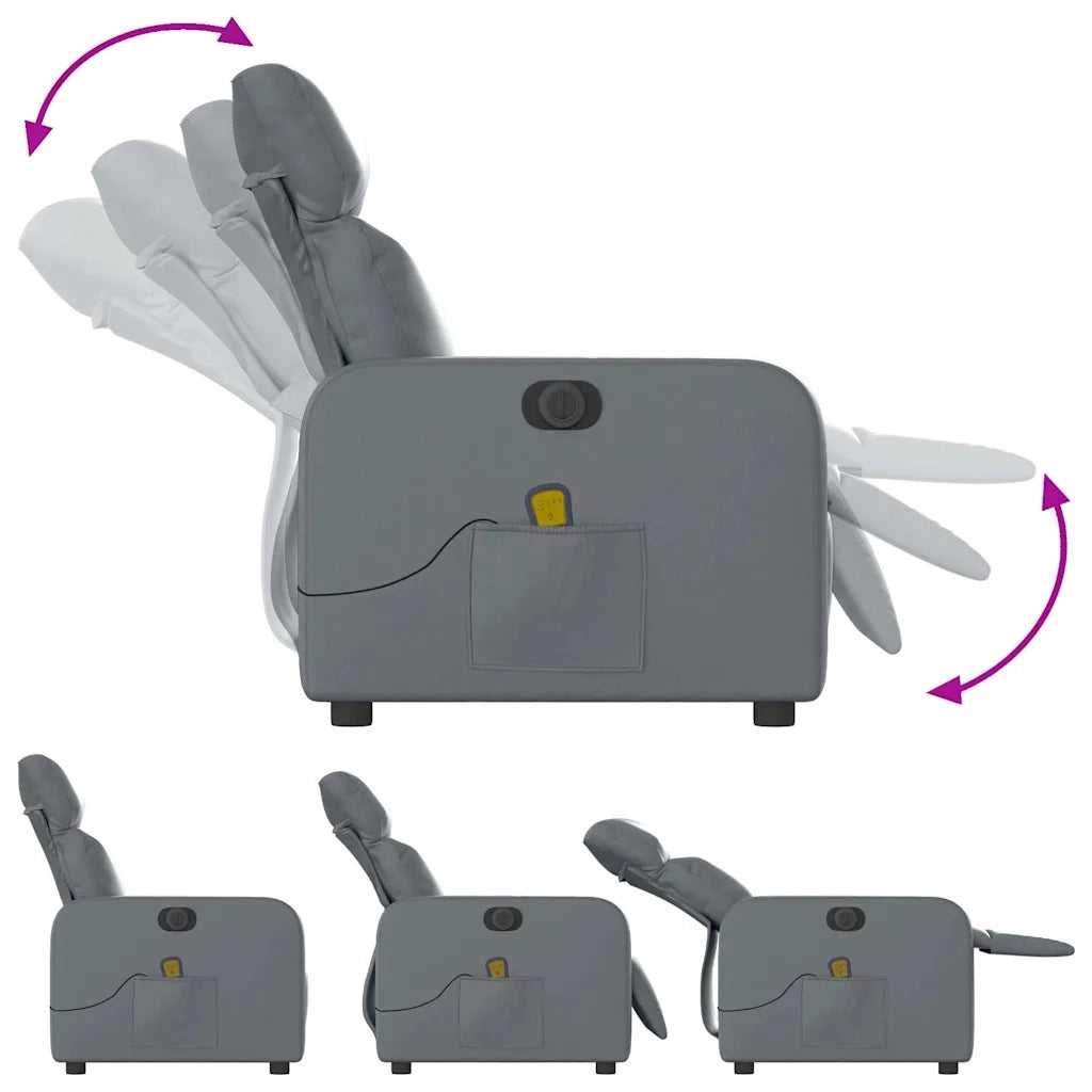 Poltrona Massaggiante | Sedia Relax Elettrica Reclinabile Grigio Similpelle
