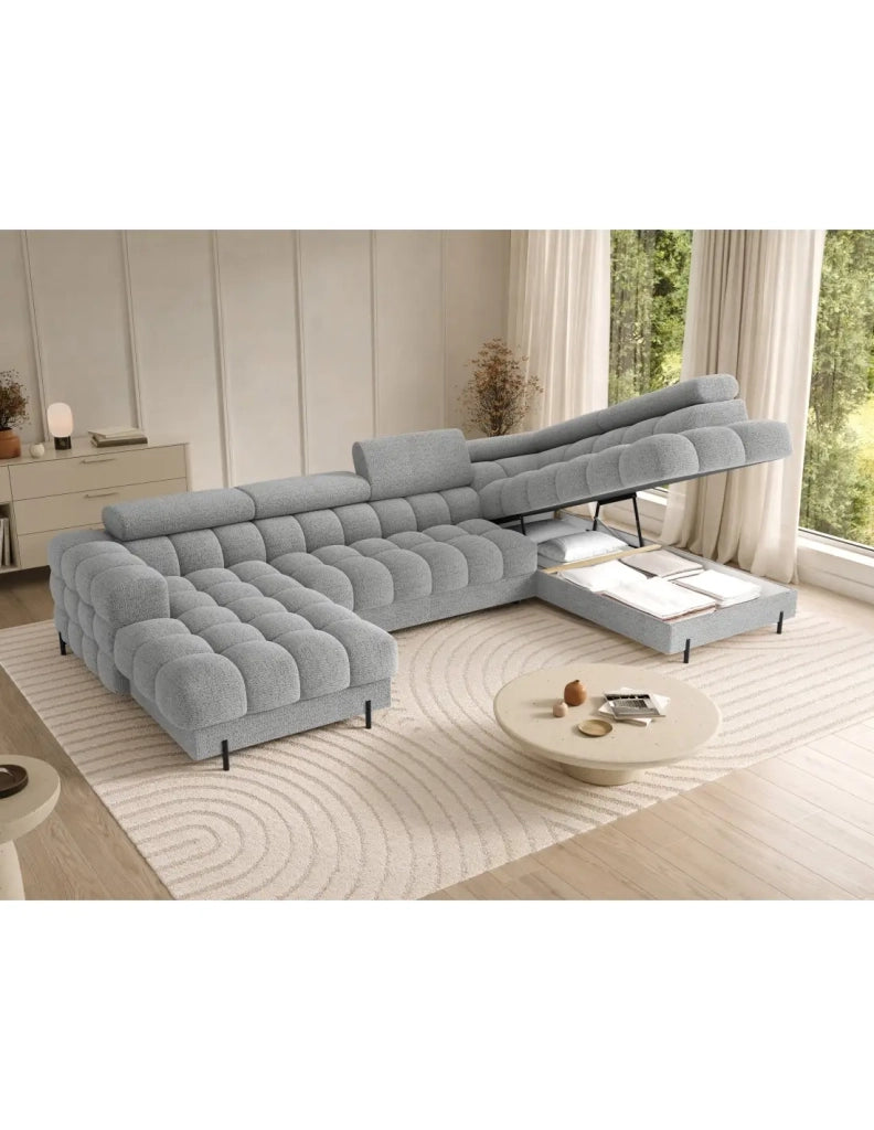Divano panoramico Grigio melange angolo destro FERARIA salotto contemporaneo
